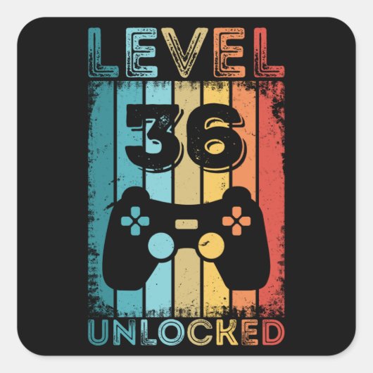 Gameniveau 36 ontgrendeld 36e verjaardag - Gift Ga Vierkante Sticker (Voorkant)