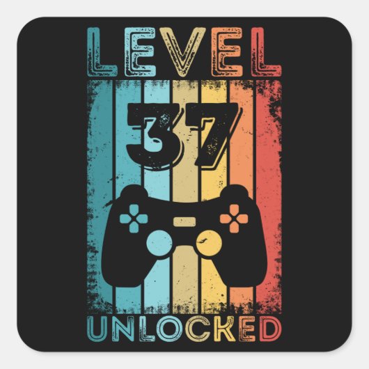 Gameniveau 37 ontgrendeld 37e verjaardag - Gift Ga Vierkante Sticker (Voorkant)