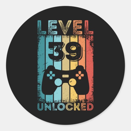 Gameniveau 39 Geblokkeerde 39e verjaardag - Gift G Ronde Sticker (Voorkant)