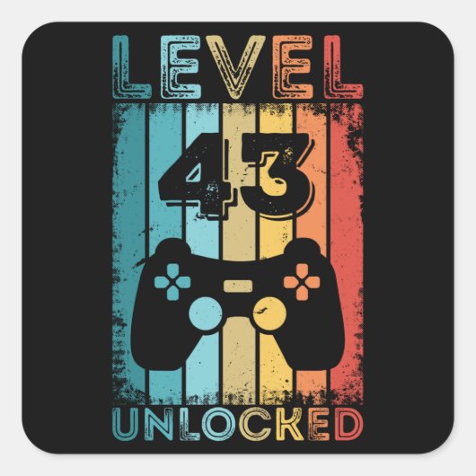 Gameniveau 43 ontgrendeld 43e verjaardag Gift Game Vierkante Sticker (Voorkant)