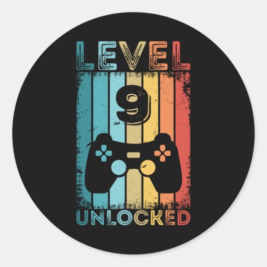 Gameniveau 9 Ontgrendeld 9e verjaardag - Gift Game Ronde Sticker (Voorkant)