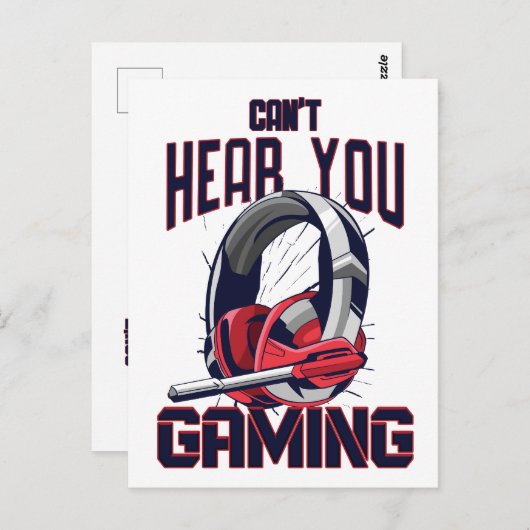 Gameontwerp met headset briefkaart (Voorkant / Achterkant)