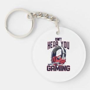 Gameontwerp met headset sleutelhanger