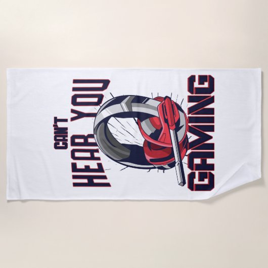 Gameontwerp met headset strandlaken (Voorkant)