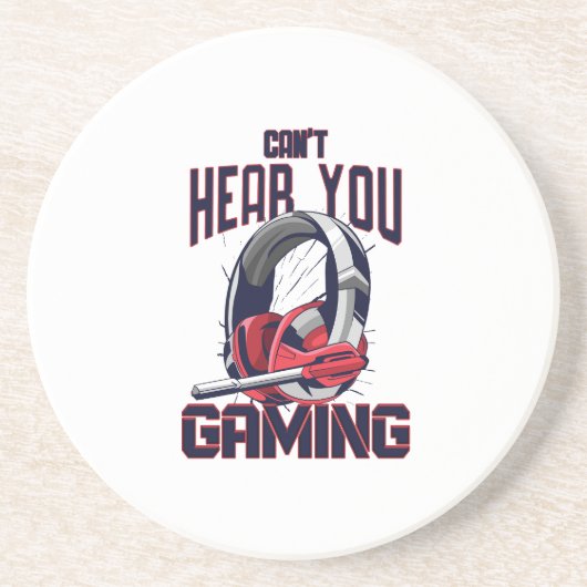 Gameontwerp met headset zandsteen onderzetter (Voorkant)