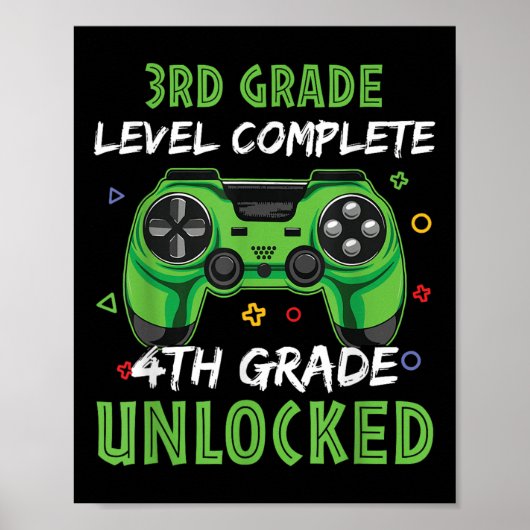 Gamepad 4e klas ontgrendeld cadeau voor 3e niveau poster (Voorkant)