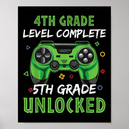 Gamepad 5th Grade Unlocked Gift voor 4th Level Kin Poster (Voorkant)