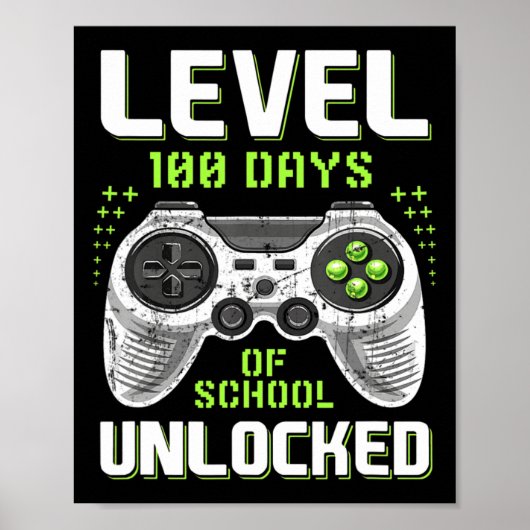 Gamer 100ste dag van het schoolniveau 100 dagen on poster (Voorkant)