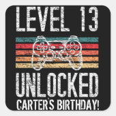 Gamer 13th Birthday - persoonlijk Vierkante Sticker (Voorkant)