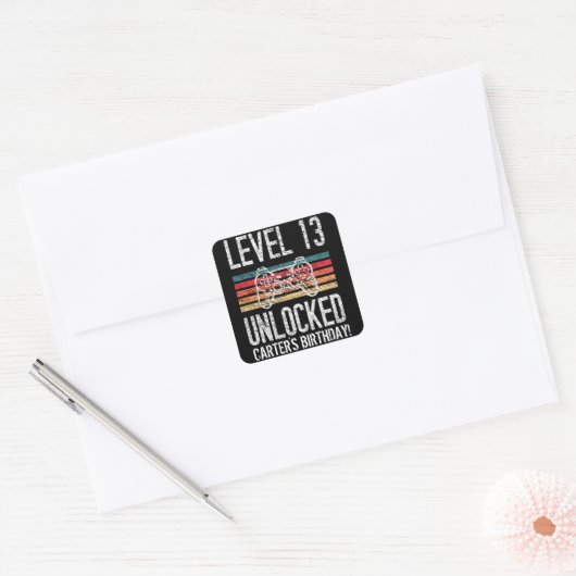 Gamer 13th Birthday - persoonlijk Vierkante Sticker (Envelop)
