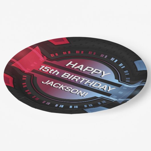 Gamer 15th Happy Birthday Paper Bord (Gekanteld)