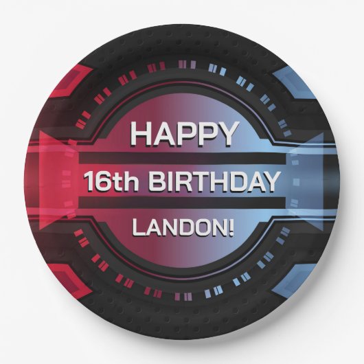 Gamer 16th Happy Birthday Paper Bord (Voorkant)