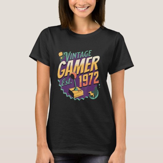  gamer 1972 Oude School Joystick Retro Gamin T-shirt (Voorkant)