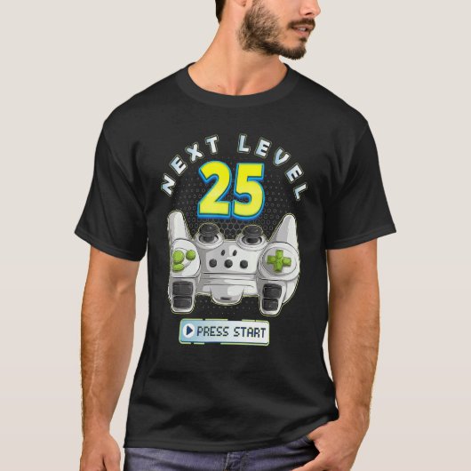 Gamer 25th Birthday Next Level 25 Game Controller T-shirt (Voorkant)