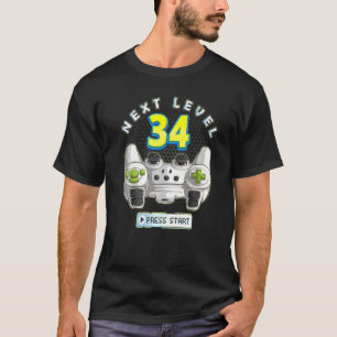 Gamer 34th Birthday Next Level 34 Game Controller T-shirt