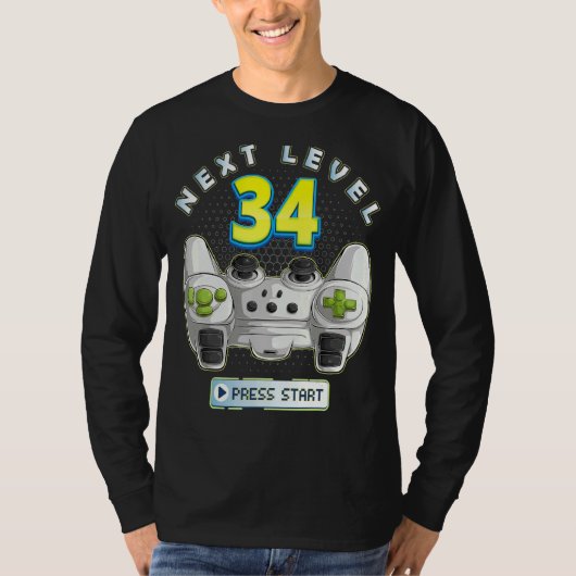 Gamer 34th Birthday Next Level 34 Game Controller T-shirt (Voorkant)