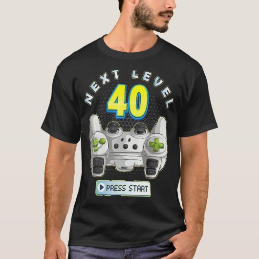 Gamer 40e verjaardag Next Level 40 Game Controller T-shirt (Voorkant)