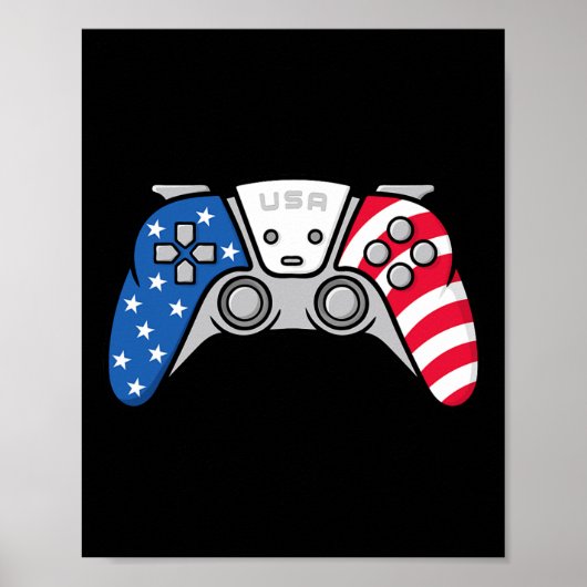 Gamer 4 juli gamepad videospel VS Amerikaanse Poster (Voorkant)