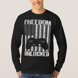 Gamer 4 juli vrijheid ontgrendeld videospellen jon t-shirt