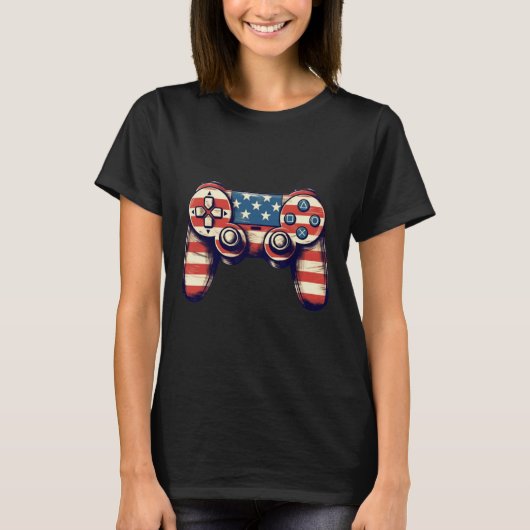 Gamer 4th Of July T Shirt Video Game Kids Boys Men (Voorkant)