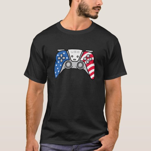 Gamer 4th van juli Gamepad Videospel USA Amerikaan T-shirt (Voorkant)