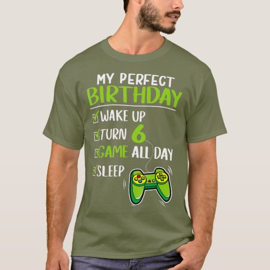 Gamer 6th Birthday Gaming 6 jaar oud Ideaal T-shirt (Voorkant)