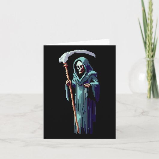Gamer 8 Bit Pixel Art Videogame Grim Reaper van DE Kaart (Voorkant)