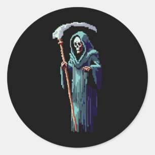 Gamer 8 Bit Pixel Art Videogame Grim Reaper van DE Ronde Sticker