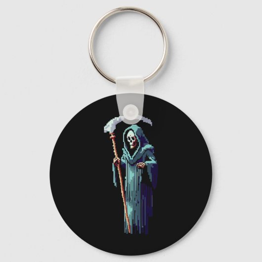 Gamer 8 Bit Pixel Art Videogame Grim Reaper van DE Sleutelhanger (Voorkant)