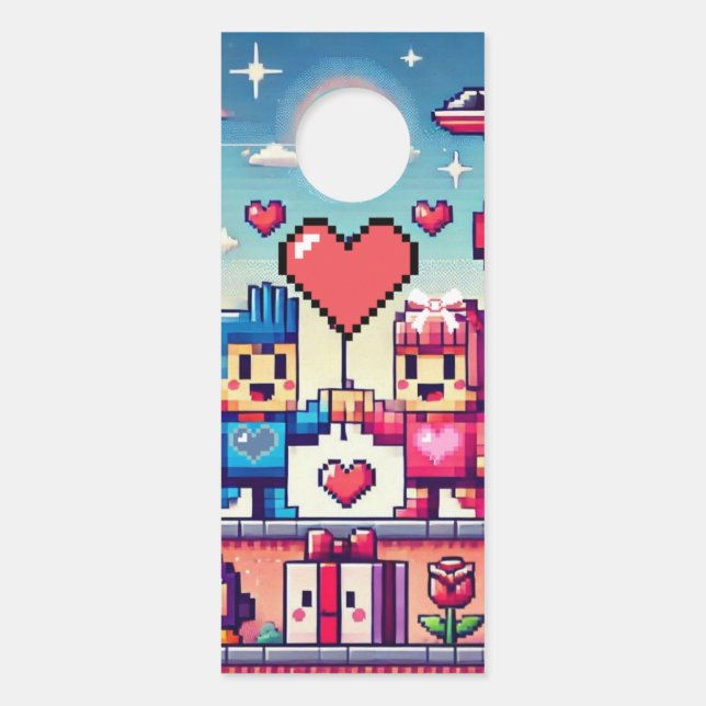 Gamer 8 bit Valentijnsdag Deurhanger (Voorkant)