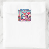 Gamer 8 bit Valentijnsdag Vierkante Sticker (Tas)