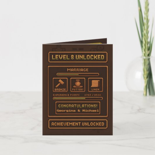 Gamer 8th Wedding Jubileum Level 8 ontgrendeld Kaart (Voorkant)