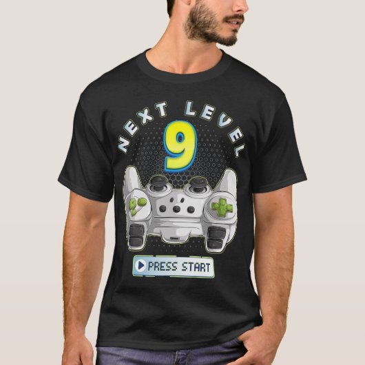Gamer 9th Birthday Next Level 9 Game Controller T-shirt (Voorkant)