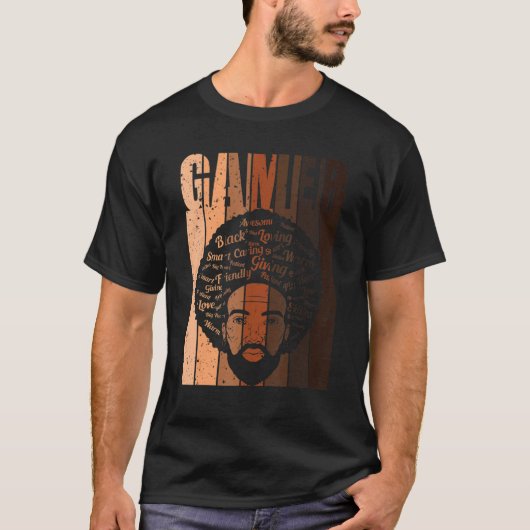 Gamer Afro Black Historie maand Retro BLM Gaming V T-shirt (Voorkant)