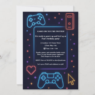 Gamer Arcade Thema Verjaardagsfeestje voor Jongens Kaart