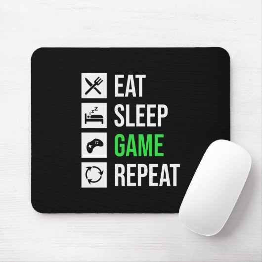 Gamer Art Eat Sleep Game Herhalen Muismat (Met muis)