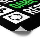 Gamer Art Eat Sleep Game Herhalen Poster (Hoek)