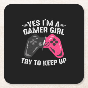 Gamer Art Ja Ik ben gamer Girl Kartonnen Onderzetters