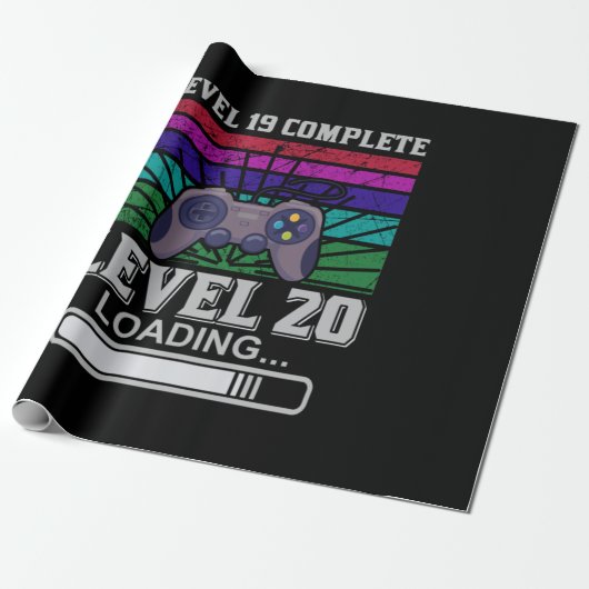 Gamer Art Level 20-belasting Cadeaupapier (Uitgerold)