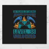 Gamer Art Level 38 ontgrendeld Bier Etiket (Enkel label)