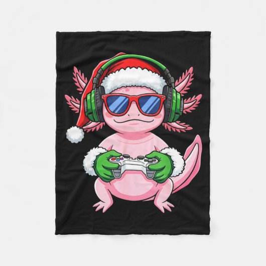 Gamer Axolotl Christmas Shirt Funny Video Game San Fleece Deken (Voorkant)