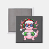 Gamer Axolotl Christmas Shirt Funny Video Game San Magneet (Voorkant / Achterkant)