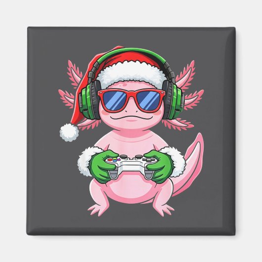 Gamer Axolotl Christmas Shirt Funny Video Game San Magneet (Voorkant)