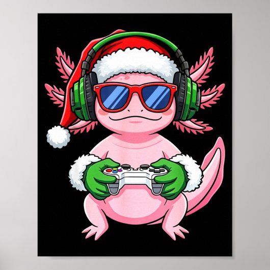 Gamer Axolotl Christmas Shirt Funny Video Game San Poster (Voorkant)