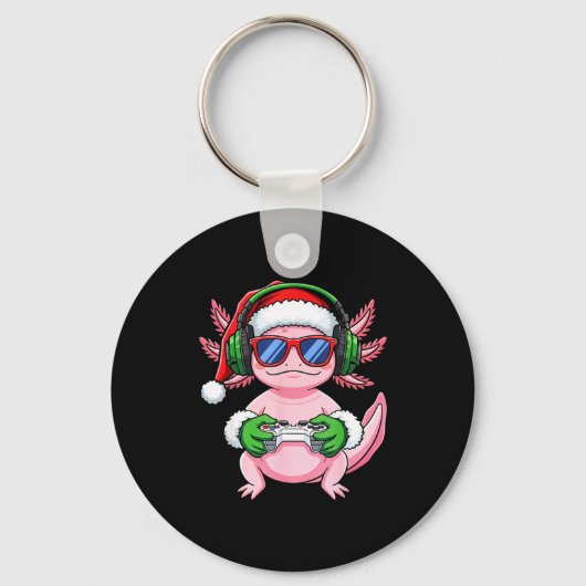 Gamer Axolotl Christmas Shirt Funny Video Game San Sleutelhanger (Voorkant)