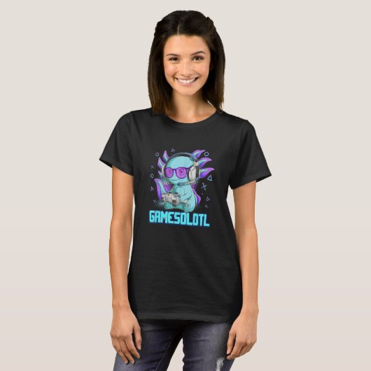 Gamer Axolotl  Cute Axolotl Gaming Video Gamer T-shirt (Voorkant volledig)