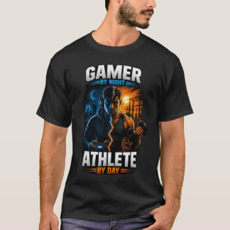Gamer bij Nacht Atleet bij Dag: Dubbele Identiteit T-shirt