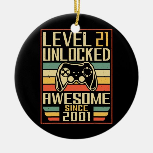 Gamer Birthday 21 Mannen Vrouwen spelen Geweldige  Keramisch Ornament (Voorkant)