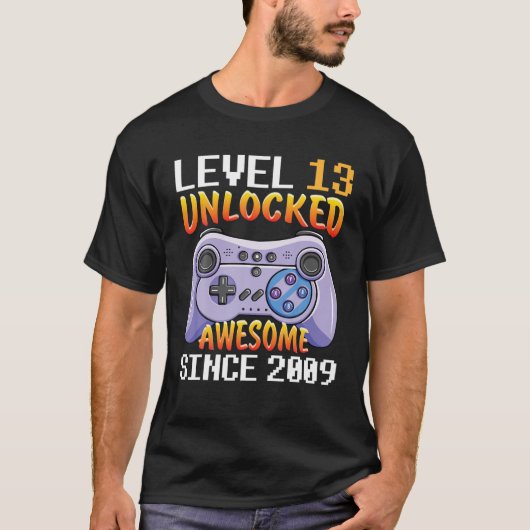 Gamer Birthday Level 13 jaar oude, niet-vergrendel T-shirt (Voorkant)