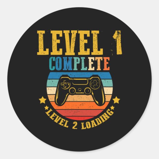 Gamer Birthday Level 1 Volledig niveau 2 Ronde Sticker (Voorkant)